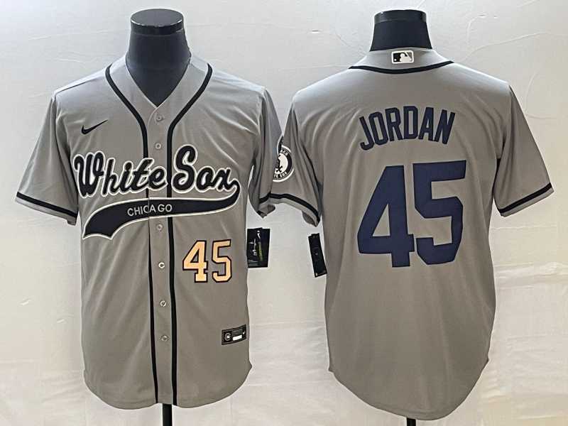 Mens Chicago White Sox #45 Michael Jordan Number Grey Cool Base Stitched Baseball Jersey->chicago white sox->MLB Jersey